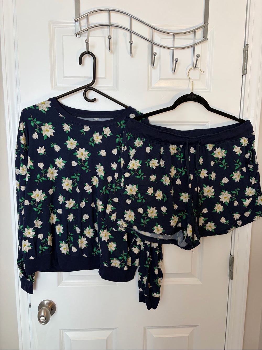 Draper James Navy Floral Long-Sleeve Top & Shorts Pajama Set Loungewear XL